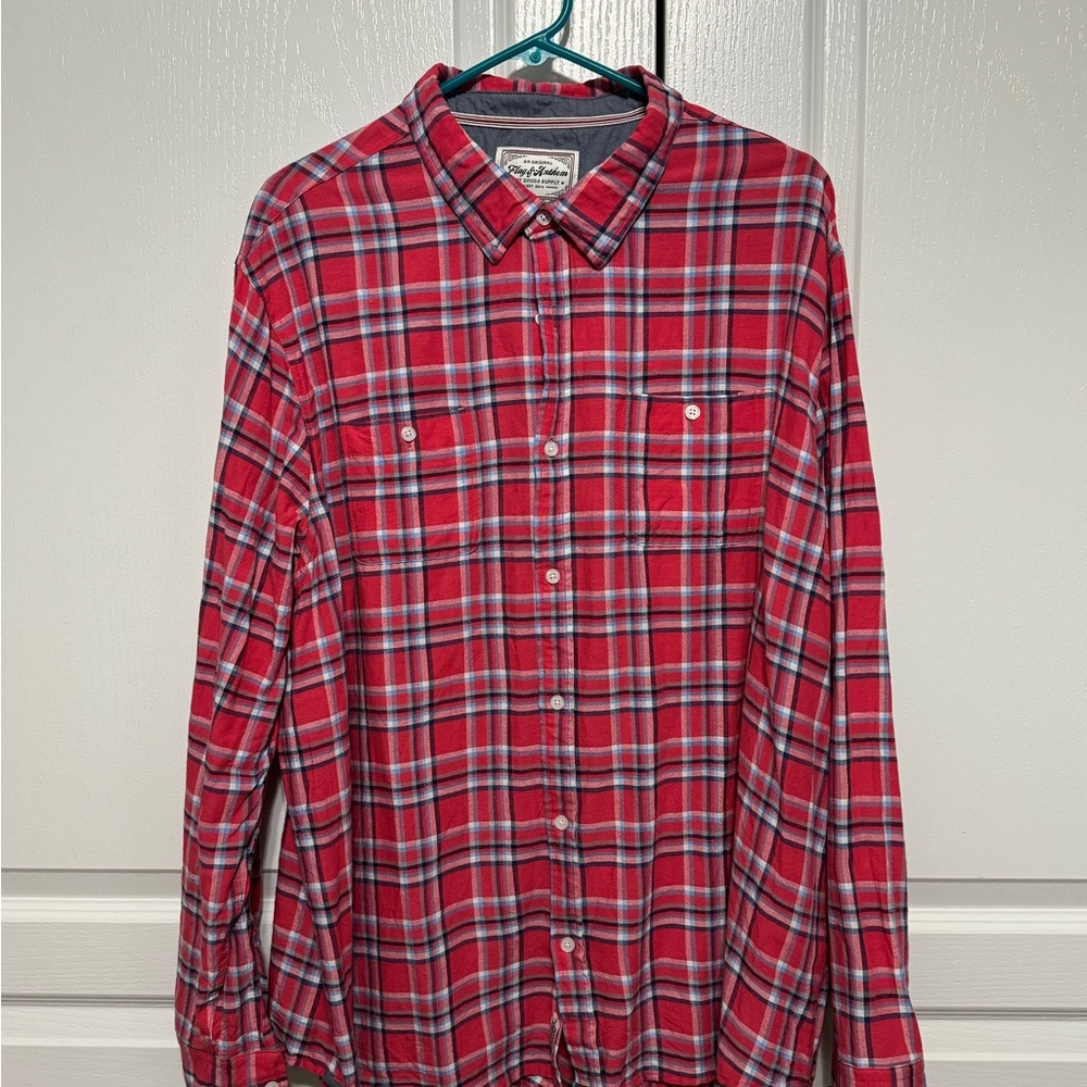 Classic Red and Blue Plaid Men's Shirt